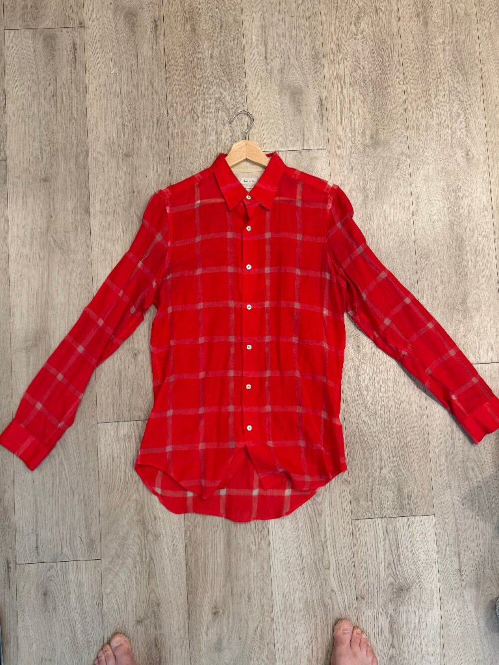 Paul Smith Red Windowpane Check Long Sleeve Shirt M